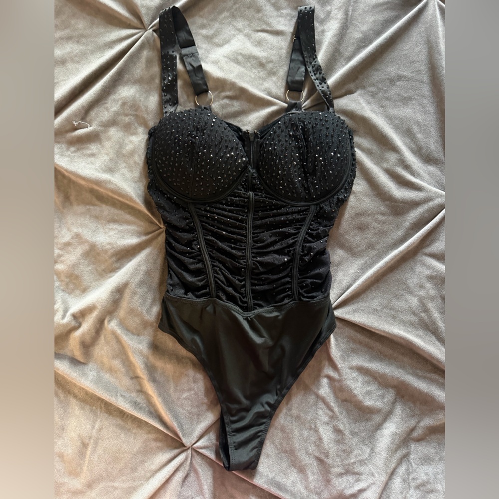 Black Beaded Bodysuit